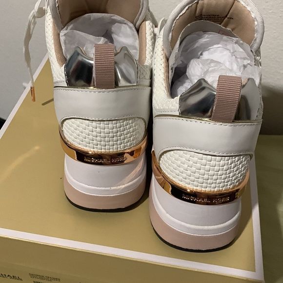 MICHAEL Michael Kors White and Gold Athletic Shoes - Picture 8 of 13